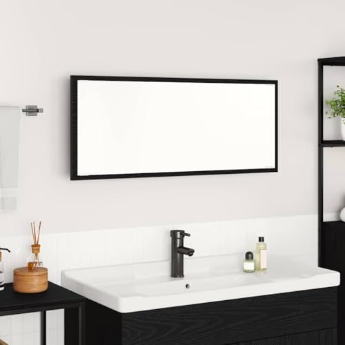 QJBSAVVA Badspiegel mit LED Beleuchtung Schwarz Eiche Holzwerkstoff 120x50 cm Moderner Badezimmerspiegel mit Hochglanz Oberfläche für stilvolles Badezimmer QJBSAVVA Badspiegel mit LED Beleuchtung Schwarz Eiche Holzwerkstoff 120x50 cm Moderner Badezimmerspiegel mit Hochglanz Oberfläche für stilvolles Badezimmer von QJBSAVVA