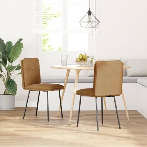 QJBSAVVA Balkonstühle Gartenstuhl Küchenstühle Dining Chairs - Esszimmerstühle 2 STK. Braun Samt für Küche Arbeitszimmer Schlafzimmer Garten von QJBSAVVA