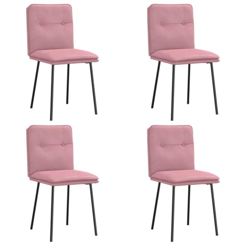 QJBSAVVA Balkonstühle Gartenstuhl Küchenstühle Dining Chairs - Esszimmerstühle 4 STK. Rosa Samt für Küche Arbeitszimmer Schlafzimmer Garten von QJBSAVVA