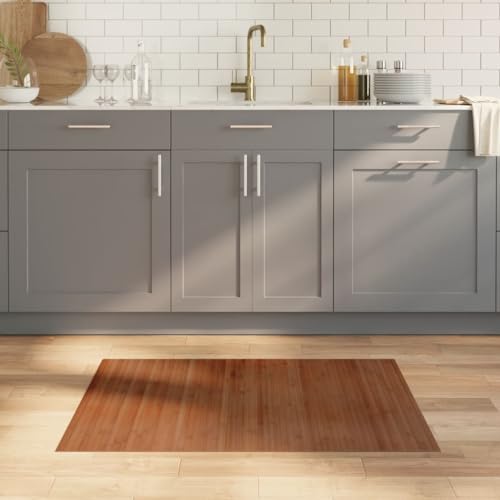 QJBSAVVA Bambus Teppich Rechteckig 70x100 cm Braun Natürlicher und Langlebiger Wohnzimmerteppich mit Rutschfester Unterseite Modernes Design für Wohnzimmer Balkon und Flur von QJBSAVVA