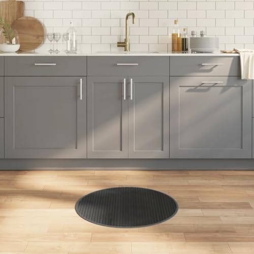 QJBSAVVA Bambus Teppich Rund Grau 60 cm Moderner Wohnzimmerteppich mit Rutschfester Unterseite Natürlich & Langlebig für Balkon Schlafzimmer und Flur von QJBSAVVA