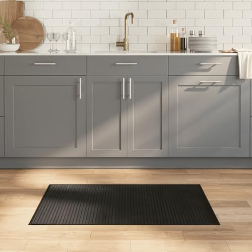 QJBSAVVA Bambusteppich Rechteckig 60x100 cm Schwarz Moderner Rutschfester Teppich aus Naturmaterial für Wohnzimmer Balkon und Flur von QJBSAVVA