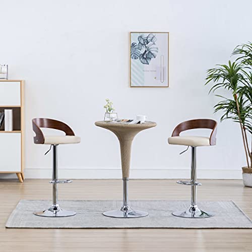 QJBSAVVA Barhocker 2 Stück Höhenverstellbar Drehbar Modernes Design Cremeweiß Kunstleder Bugholz Metallrahmen Bequem & Stabil für Küche Bar Essbereich von QJBSAVVA
