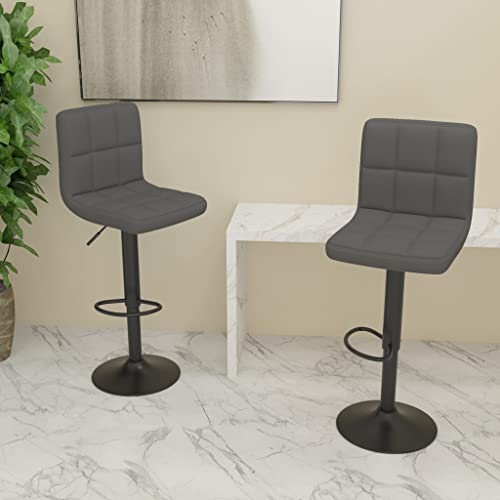 QJBSAVVA Barhocker 2er Set Höhenverstellbare Drehhocker aus Stoff mit Fußstütze und Gasdruckfeder Dunkelgrau 40 x 47 x 90-111 cm Modern & Stabil für Küche Bar und Wohnbereich von QJBSAVVA
