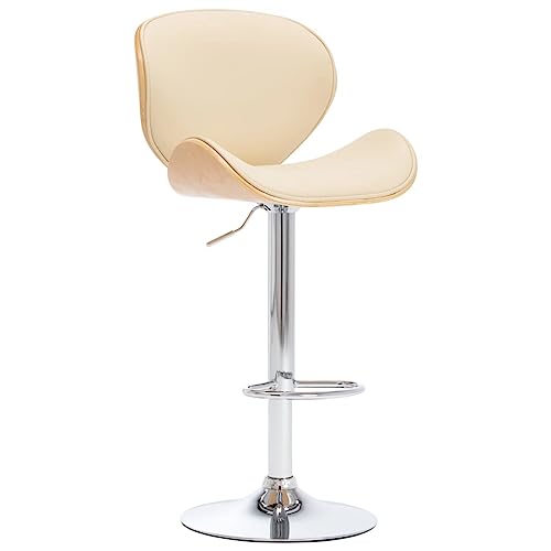 QJBSAVVA Barhocker Creme Höhenverstellbarer Hocker mit Kunstleder Bezug und Gasdruckfeder Modernes Design 50 x 51 x 95-116 cm Bequem & Robust für Küche Bar und Schminktisch von QJBSAVVA