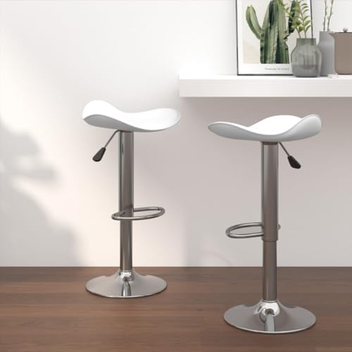 QJBSAVVA Barhocker Weiß Höhenverstellbar 2er Set Moderner Drehhocker mit Kunstleder und Verchromtem Stahlfuß 44 x 44 x 60-81 cm Bequem & Stabil für Küche Bar Wohnzimmer von QJBSAVVA