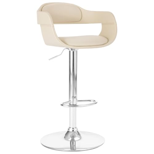 QJBSAVVA Barhocker Weiß Höhenverstellbar mit Kunstleder Bezug und Gasfedermechanismus 49.5 x 47.5 x 84.5-105.5 cm Bequemer Sitzkomfort für Küche Bar und Wohnbereich von QJBSAVVA