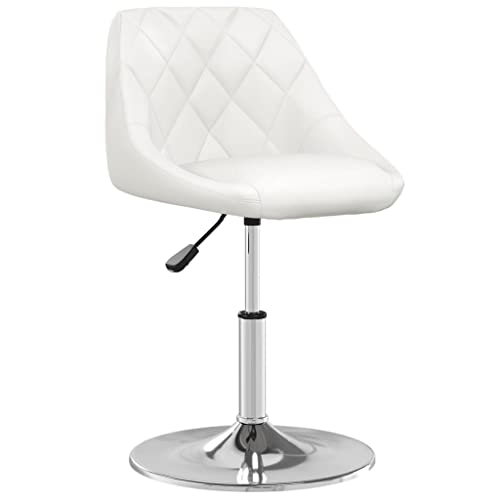 QJBSAVVA Barhocker Weiß Höhenverstellbarer Drehhocker mit Kunstleder Bezug und Chromstahl Gestell 44 x 46 x 62,5-77,5 cm Moderner Sitzkomfort für Küche Bar und Wohnzimmer von QJBSAVVA
