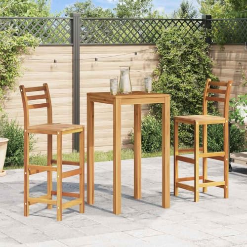 QJBSAVVA Barhocker aus Massivholz Akazie 2er Set Höhe 75 cm Robust & Wetterfest für Innen und Außen Garten Balkon oder Terrasse von QJBSAVVA