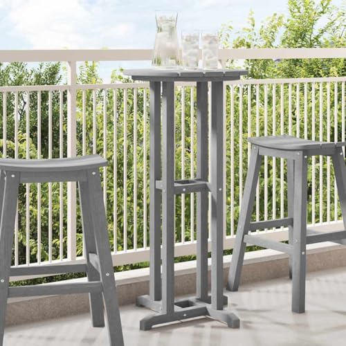 QJBSAVVA Bartisch Outdoor Hellgrau Rund 55 x 55 x 107.5 cm HDPE Wetterfester Beistelltisch für Balkon Garten und Terrasse mit Modernem Design von QJBSAVVA