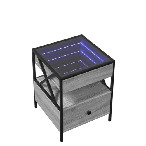 QJBSAVVA Bedside Tables Beistelltisch Couch Konsolentisch Nachtschränkchen - Nachttisch mit Infinity-LED Grau Sonoma 40x40x51 cm für Wohnzimmer Badezimmer Schlafzimmer Balkon QJBSAVVA Bedside Tables Beistelltisch Couch Konsolentisch Nachtschränkchen - Nachttisch mit Infinity-LED Grau Sonoma 40x40x51 cm für Wohnzimmer Badezimmer Schlafzimmer Balkon von QJBSAVVA