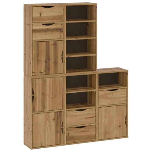 QJBSAVVA Beistellschrank Küche Küchenbuffet Buffetschrank Sideboard Wohnzimmer Küchenvitrine - Beistellschränke 5 STK. ODDA 40x24x79 cm Massivholz Kiefer für Hausbar Camping Esszimmer Schlafzimmer von QJBSAVVA