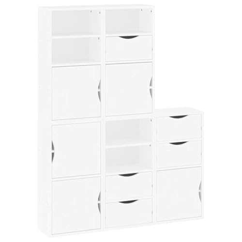 QJBSAVVA Beistellschrank Küche Küchenbuffet Buffetschrank Sideboard Wohnzimmer Küchenvitrine - Beistellschränke 5 STK. ODDA Weiß 40x24x79 cm Massivholz Kiefer für Hausbar Camping Esszimmer von QJBSAVVA