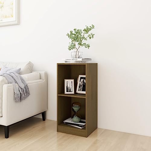 QJBSAVVA Beistellschrank aus massivem Kiefernholz Honigbraun 35,5 x 33,5 x 76 cm Robustes Regal mit 2 Fächern für Wohnzimmer Küche und Flur von QJBSAVVA