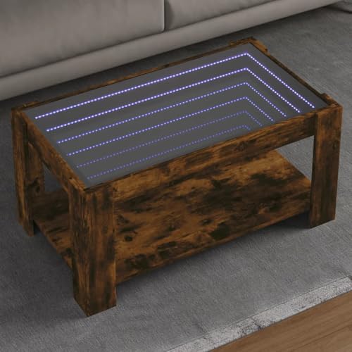 QJBSAVVA Beistelltisch Klein Konsolentisch Wohnzimmer Möbel Beistelltisch Wohnzimmer - LED-Couchtisch Räuchereiche 93x53x45 cm Holzwerkstoff für Wohnzimmer Balkon Garten Küche von QJBSAVVA