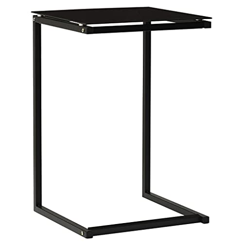 QJBSAVVA Beistelltisch Schwarz Moderner Couchtisch aus gehärtetem Glas mit Stahlgestell 40 x 40 x 60 cm Robuster Beistelltisch für Wohnzimmer Balkon und Garten von QJBSAVVA