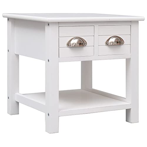 QJBSAVVA Beistelltisch Weiß 40x40x40 cm aus Paulownia Holz und MDF mit 2 Schubladen Stauraum für Wohnzimmer Balkon und Garten Dekorativ und Praktisch QJBSAVVA Beistelltisch Weiß 40x40x40 cm aus Paulownia Holz und MDF mit 2 Schubladen Stauraum für Wohnzimmer Balkon und Garten Dekorativ und Praktisch von QJBSAVVA