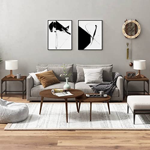 QJBSAVVA Beistelltische 2 STK. Braun Eiche Holzwerkstoff & Stahl 40x40x35 cm Industrielles Design Verstellbare Beine für Wohnzimmer und Flur QJBSAVVA Beistelltische 2 STK. Braun Eiche Holzwerkstoff & Stahl 40x40x35 cm Industrielles Design Verstellbare Beine für Wohnzimmer und Flur von QJBSAVVA