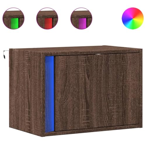 QJBSAVVA Bettschrank Badezimmerschrank Betttisch Tisch Wohnzimmer - Wand-Nachttisch mit LED-Leuchten Braun Eichen-Optik für Balkon Wohnzimmer Badezimmer Schlafzimmer QJBSAVVA Bettschrank Badezimmerschrank Betttisch Tisch Wohnzimmer - Wand-Nachttisch mit LED-Leuchten Braun Eichen-Optik für Balkon Wohnzimmer Badezimmer Schlafzimmer von QJBSAVVA