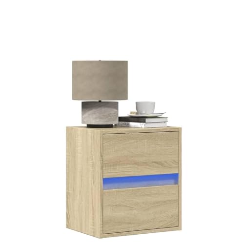 QJBSAVVA Bettschrank Nachtschrank Beistelltische Side Table Bedroom - Wand-Nachttische mit LED-Leuchten 2 STK. Sonoma-Eiche für Schlafzimmer Badezimmer Wohnzimmer Balkon QJBSAVVA Bettschrank Nachtschrank Beistelltische Side Table Bedroom - Wand-Nachttische mit LED-Leuchten 2 STK. Sonoma-Eiche für Schlafzimmer Badezimmer Wohnzimmer Balkon von QJBSAVVA
