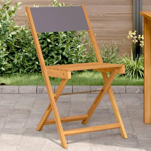 QJBSAVVA Bistrostühle 2 Stück Anthrazit Massivholz Akazie & Stoff Faltbare Gartenstühle mit Hoher Tragfähigkeit 110 kg Robust und Wetterfest für Balkon Terrasse und Camping von QJBSAVVA