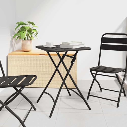 QJBSAVVA Bistrotisch Anthrazit Klappbar 55x55x73 cm Quadratischer Outdoor Tisch aus Pulverbeschichtetem Stahl Robuste Gartentisch für Balkon Terrasse und Camping von QJBSAVVA