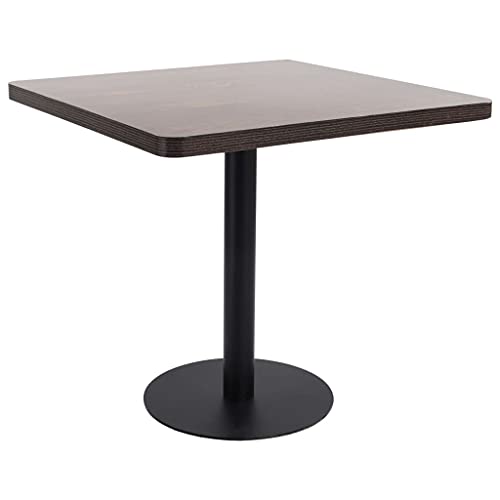QJBSAVVA Bistrotisch Dunkelbraun 80x80 cm Elegante Tischplatte aus MDF mit Stahlgestell Robuster und Leichter Esstisch für Balkon Küche oder Café von QJBSAVVA