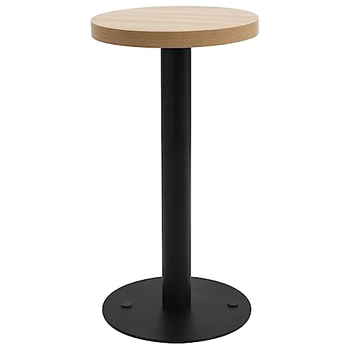 QJBSAVVA Bistrotisch Hellbraun 40 cm MDF mit Stahlgestell Elegantes Design für Balkon Café und Wohnzimmer von QJBSAVVA