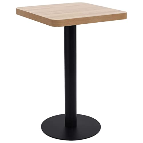 QJBSAVVA Bistrotisch Hellbraun 50x50 cm aus MDF mit Stahlgestell Elegantes Design für Balkon Café und Küche Robuste Tischplatte einfache Reinigung von QJBSAVVA