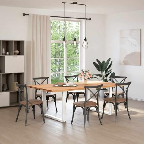 QJBSAVVA Bistrotisch Kleiner Küchentisch Campingtisch Computertisch - Esstisch Hellbraun 220x120x74 cm Massivholz Eiche Rechteckig für Dining Room Living Room Camping Balcony von QJBSAVVA