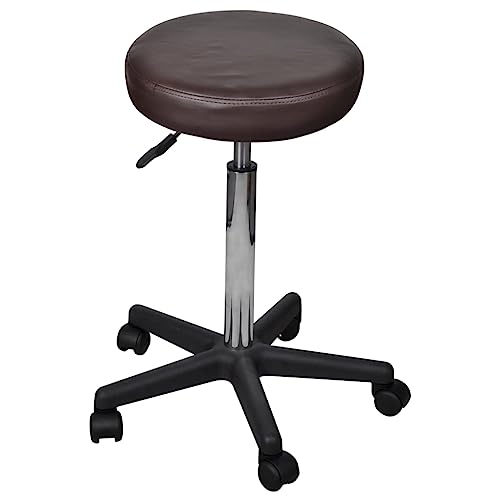 QJBSAVVA Bürohocker Braun Höhenverstellbarer Schreibtischstuhl mit Gasdruckfeder Moderner Drehhocker für Home Office und Schlafzimmer von QJBSAVVA