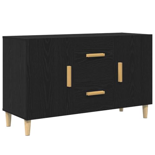 QJBSAVVA Büromöbel Sideboard Küchenbuffet Buffetschrank Mehrzweckschrank Küchenvitrine - Sideboard Schwarz Eichen-Optik 100x36x60 cm Holzwerkstoff für Camping Terrasse Esszimmer Balkon von QJBSAVVA