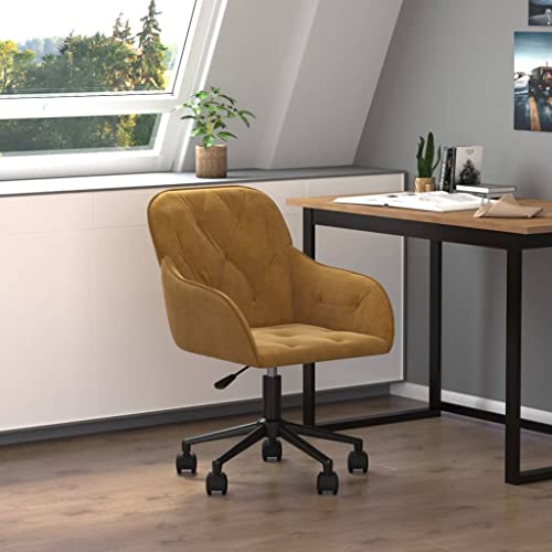 QJBSAVVA Bürostuhl Braun Samt Drehstuhl mit Rollen Höhenverstellbarer Schreibtischstuhl für Home Office und Schlafzimmer von QJBSAVVA