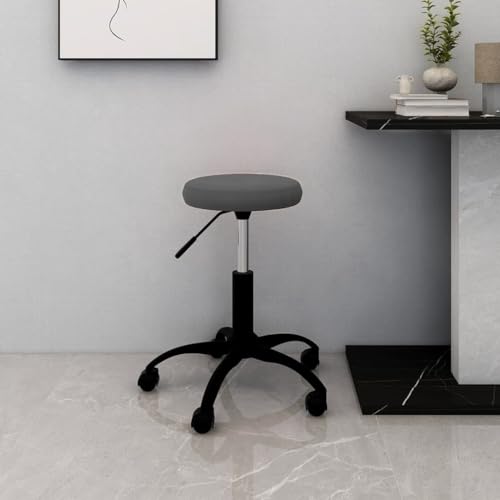 QJBSAVVA Bürostuhl Drehbar Dunkelgrau Samt Höhenverstellbarer Schreibtischstuhl mit 360° Rollen und Gasfeder für Home Office und Schlafzimmer von QJBSAVVA