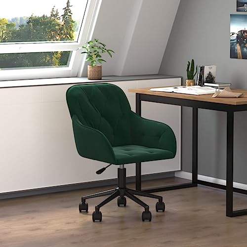 QJBSAVVA Bürostuhl Drehbar Dunkelgrün Samt Höhenverstellbarer Schreibtischstuhl mit Rollen für Home Office und Schlafzimmer von QJBSAVVA