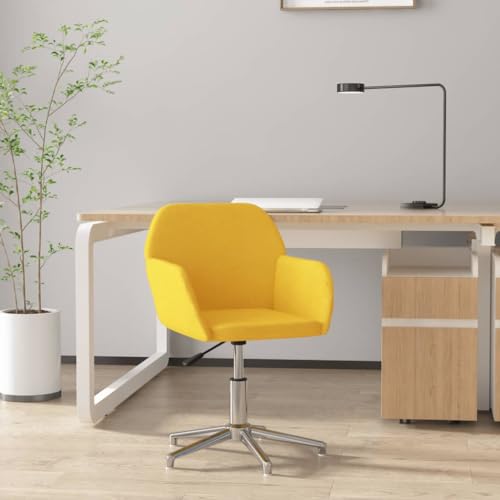 QJBSAVVA Bürostuhl Drehbar Hellgelb Stoff Höhenverstellbarer Schreibtischstuhl mit Armlehnen Modernes Design 53,5 x 57 x 77,5 cm für Home Office und Arbeitszimmer von QJBSAVVA