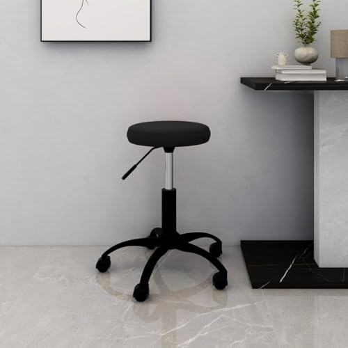 QJBSAVVA Bürostuhl Drehbar Samt Schwarz Höhenverstellbarer Schreibtischstuhl mit Rollen und Gasfeder für Home Office und Schlafzimmer von QJBSAVVA