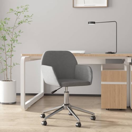QJBSAVVA Bürostuhl Drehstuhl Hellgrau aus Stoff mit Höhenverstellung und 360 Grad Drehfunktion für Home Office und Arbeitszimmer von QJBSAVVA