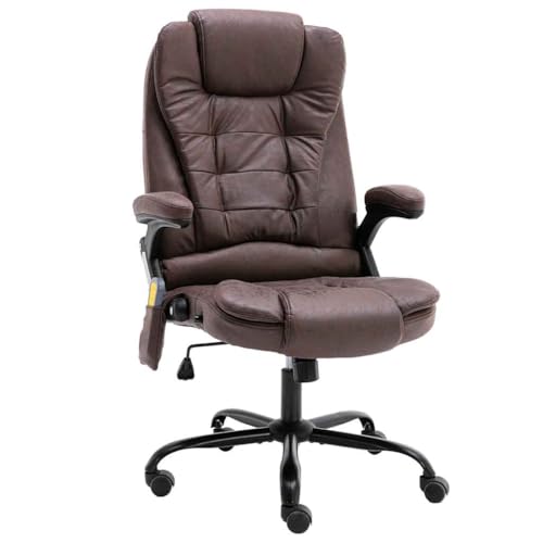 QJBSAVVA Bürostuhl Massagesessel Dunkelbraun mit Heizfunktion Höhenverstellbarer Schreibtischstuhl für Home Office und Büro von QJBSAVVA