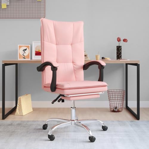 QJBSAVVA Bürostuhl Rosa Kunstleder Drehstuhl mit Liegefunktion Höhenverstellbarer Schreibtischstuhl für Home Office und Schlafzimmer von QJBSAVVA