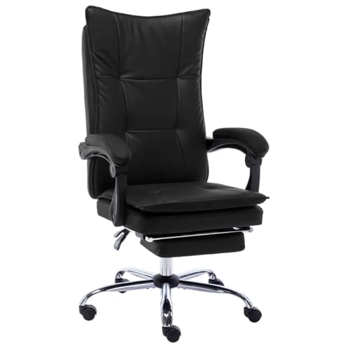 QJBSAVVA Bürostuhl Schwarz Kunstleder mit Liegefunktion Höhenverstellbarer Schreibtischstuhl mit Fußstütze für Home Office und Gaming Bereich QJBSAVVA Bürostuhl Schwarz Kunstleder mit Liegefunktion Höhenverstellbarer Schreibtischstuhl mit Fußstütze für Home Office und Gaming Bereich von QJBSAVVA