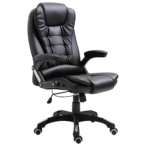 QJBSAVVA Bürostuhl Schwarz mit Höhenverstellung Ergonomischer Schreibtischstuhl aus Kunstleder Drehstuhl mit Armlehnen für Home Office und Arbeitszimmer von QJBSAVVA