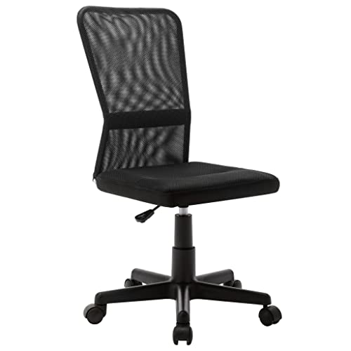 QJBSAVVA Bürostuhl Schwarz mit Netzrückenlehne Höhenverstellbarer Drehstuhl ohne Armlehnen 44x52x90-100 cm für Home Office und Arbeitszimmer von QJBSAVVA