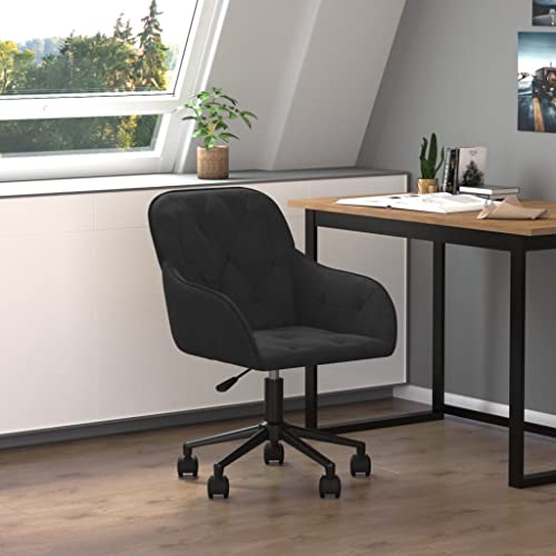 QJBSAVVA Bürostuhl aus Samt Schwarz Drehbar Höhenverstellbar mit Rollen für Home Office und Arbeitszimmer 56 x 61 x 86 cm von QJBSAVVA