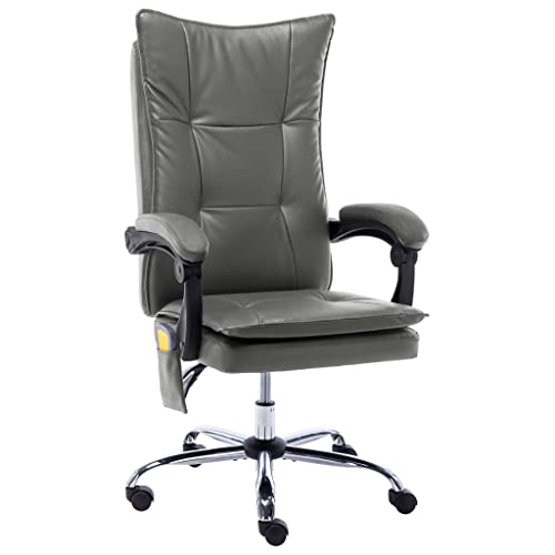 QJBSAVVA Bürostuhl mit Massagefunktion und Heizung Anthrazit Kunstleder Höhenverstellbarer Schreibtischstuhl für Home Office und Büro von QJBSAVVA
