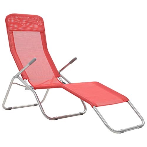 QJBSAVVA Camping Liegestuhl Sonnenliege Campingstuhl Outdoor Stuhl - Klappliegen 2 STK. Textilene Rot für Beach Garden Terasse Patio von QJBSAVVA