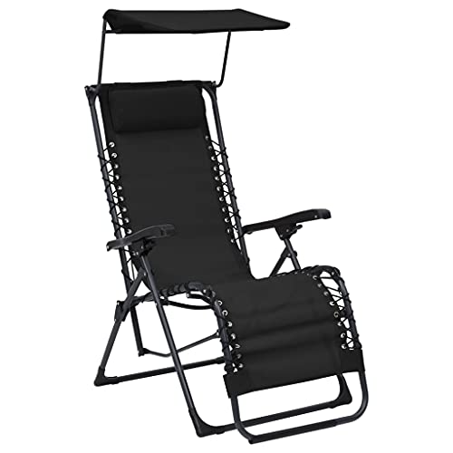 QJBSAVVA Chaiselongue Outdoor Gartenstühle Campingstuhl Liegestuhl Balkon - Klappbare Liegestühle 2 STK. Textilene Schwarz für Garten Strand Garden Outdoor von QJBSAVVA