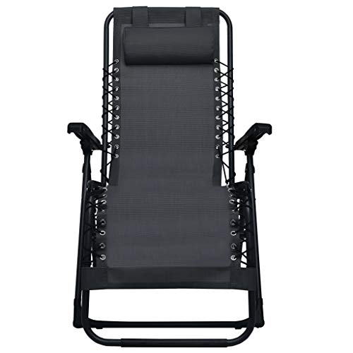 QJBSAVVA Chaiselongue Outdoor Gartenstühle Campingstuhl Liegestuhl Balkon - Liegestuhl Klappbar Schwarz Textilene für Garten Strand Garden Outdoor von QJBSAVVA