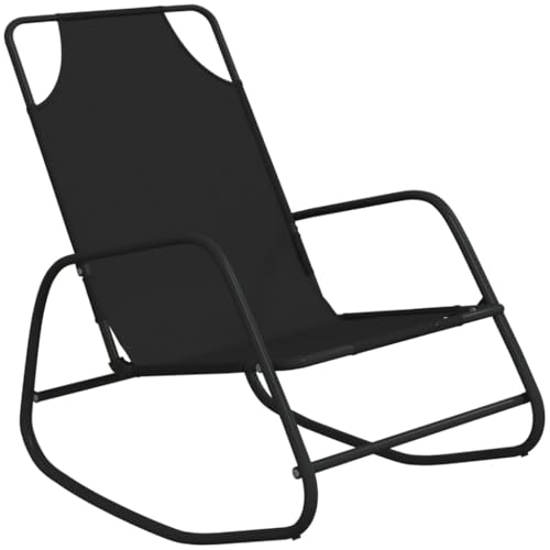 QJBSAVVA Chaiselongue Outdoor Liegestuhl Garten Relax Gartenstuhl Liegestuhl Balkon - Schaukelliege Schwarz Stahl und Textilene für Balkon Beach Garden Lounge von QJBSAVVA