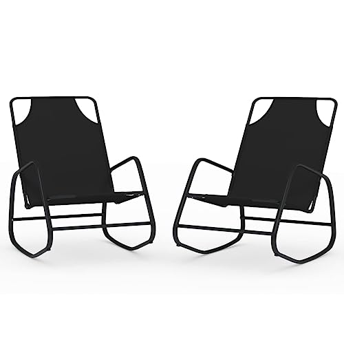 QJBSAVVA Chaiselongue Outdoor Liegestuhl Garten Relax Gartenstuhl Liegestuhl Balkon - Schaukelliegen 2 STK. Schwarz Stahl und Textilene für Balkon Beach Garden Lounge von QJBSAVVA